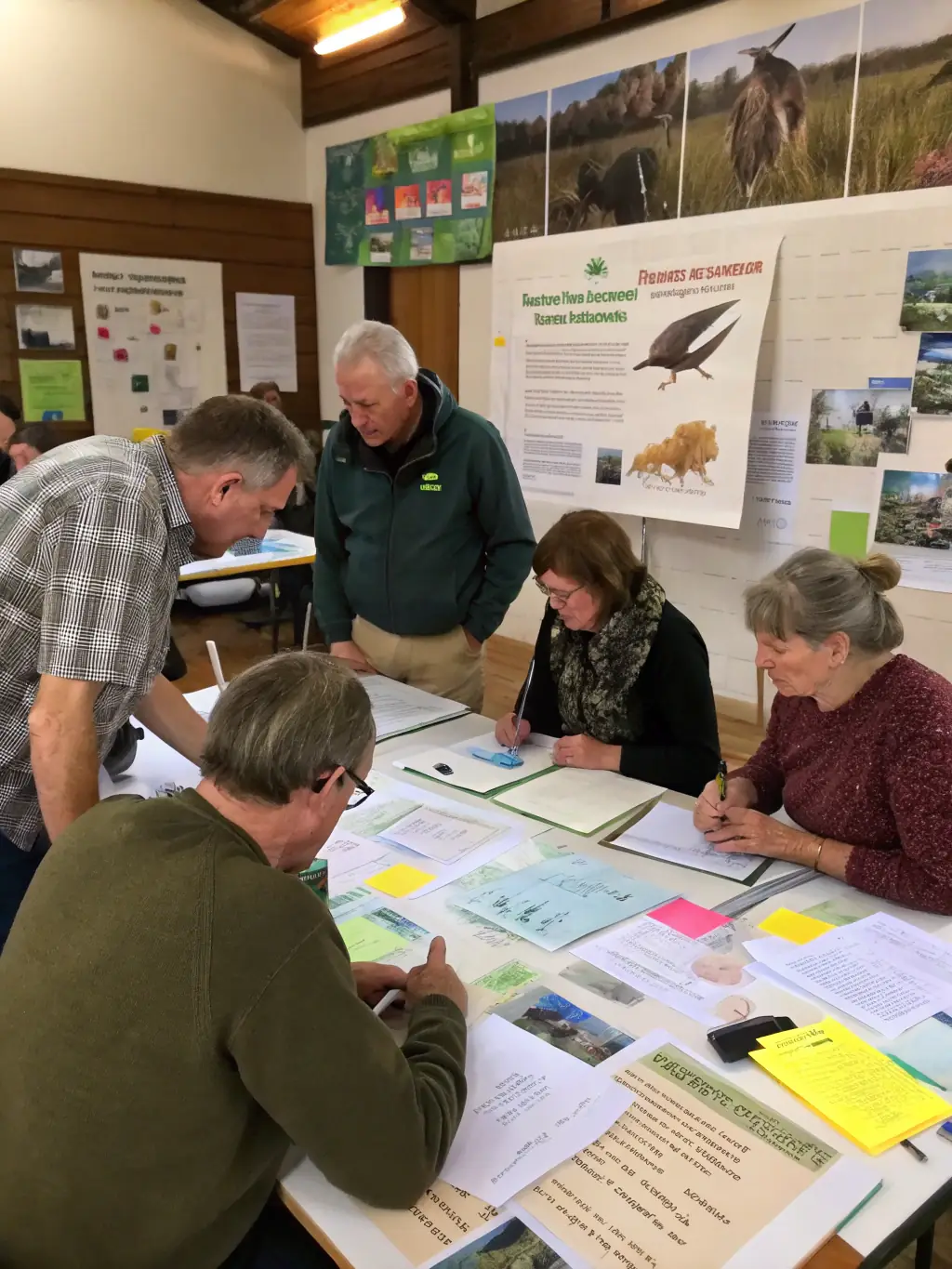 A photograph of a workshop where community members are learning about wildlife management techniques and conservation efforts in Saint-Privat.